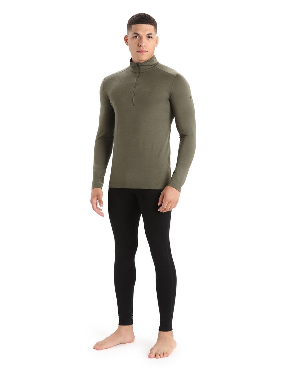 Loden Icebreaker Merino 200 Oasis Long Sleeve Half Zip Thermal Top Men's Base Layers | AU 1358PJJQ